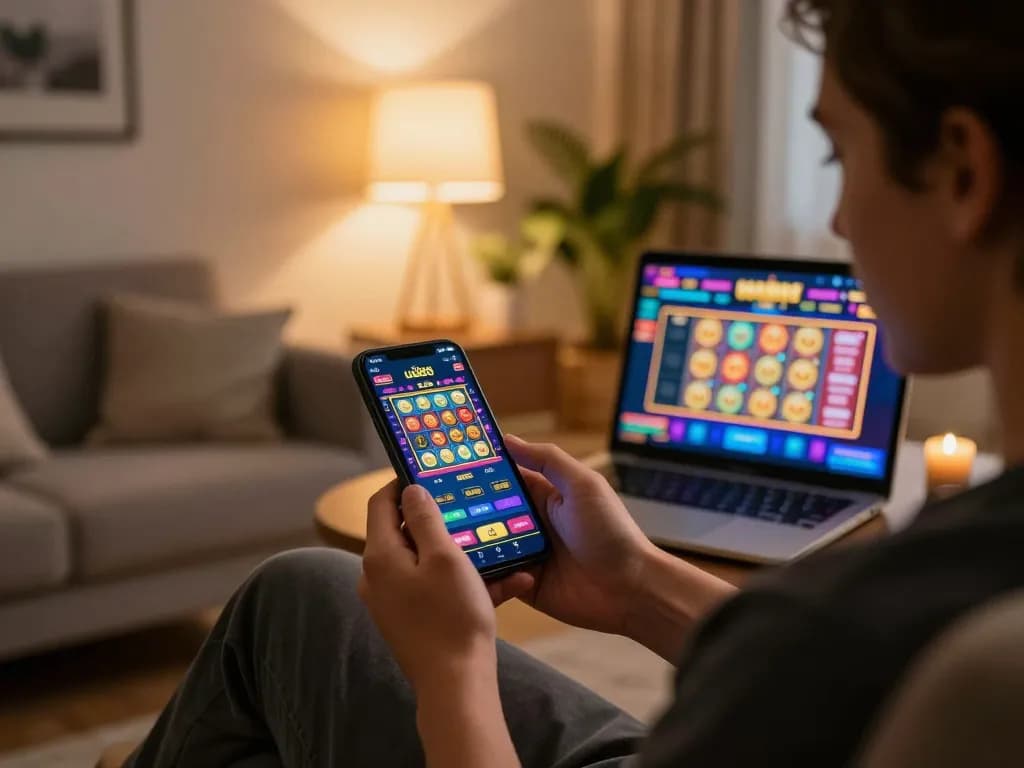 Engaging user enjoying uu88 casino app on smartphone while sitting comfortably