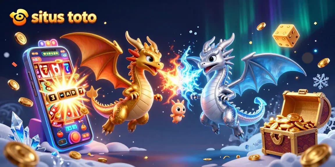 Experience excitement with situs toto as dragons soar amidst a casino explosion of color and fortune.