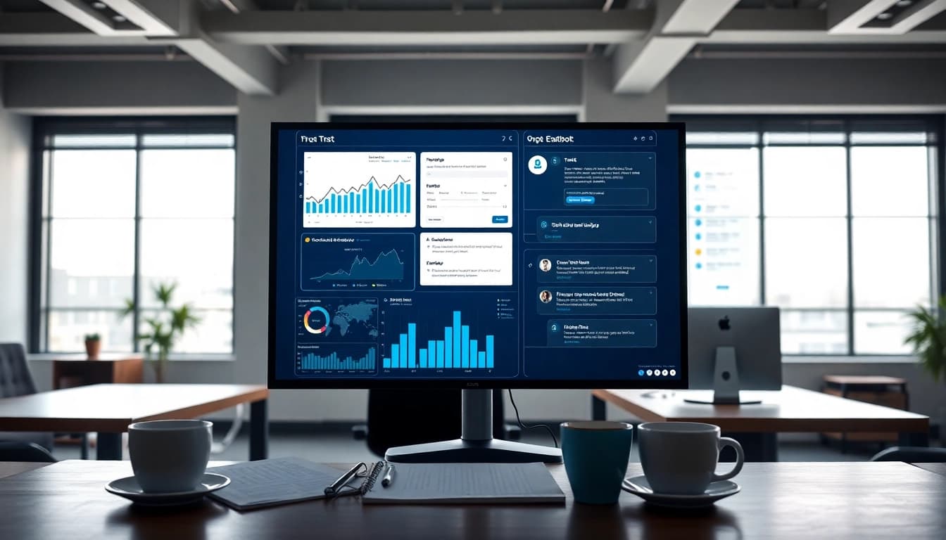 Engaging user interaction with the BenchBot.ai testing platform showcasing AI capabilities in a modern office.