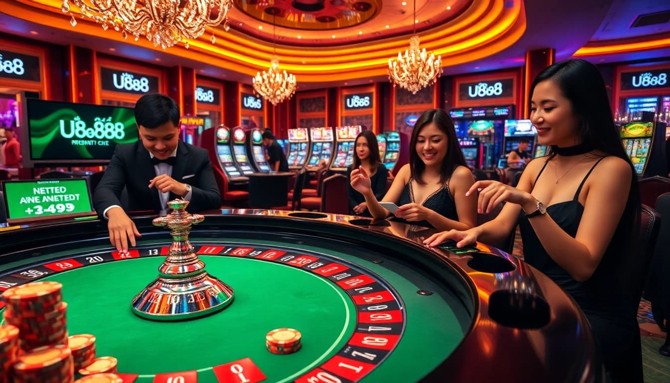 Players engaged in thrilling gameplay at U888 casino, capturing the excitement of high-stakes betting and fun.