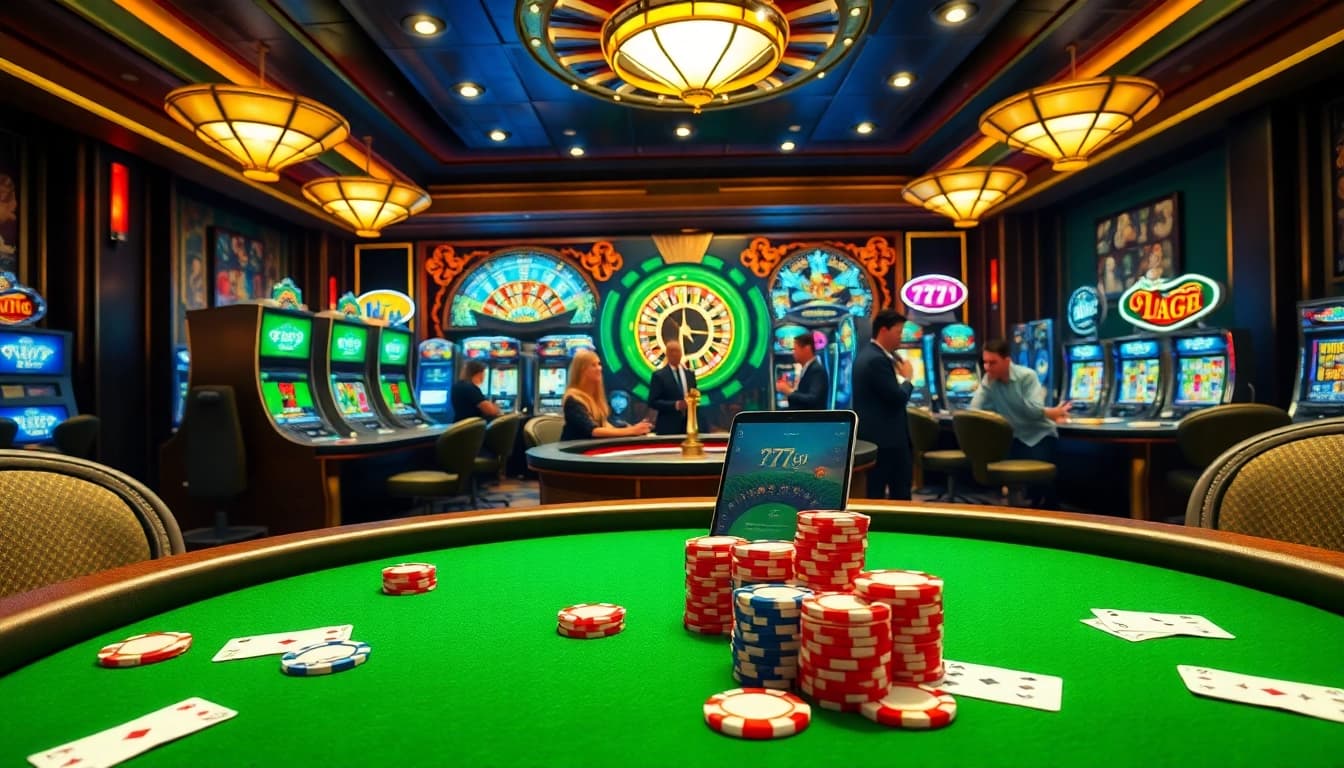 Experience the thrill of the 777g App at an elegant poker table with vibrant chips and cards.