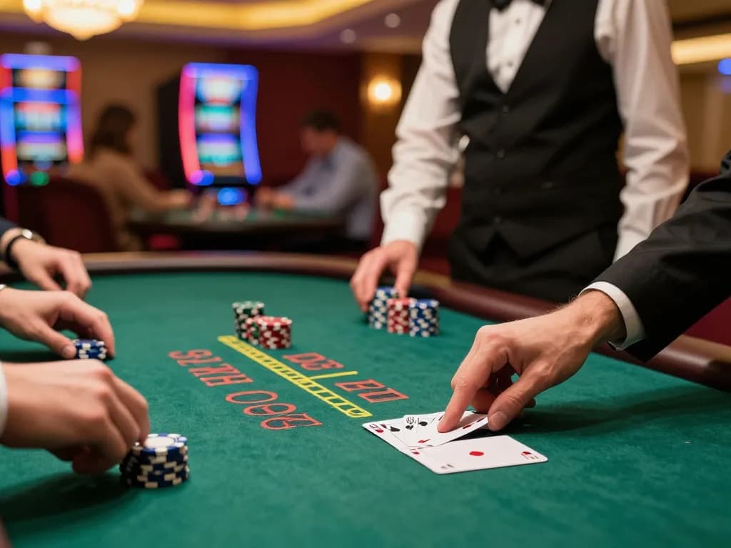 O8 Casino players engage in high-stakes blackjack, showcasing dynamic gameplay and strategic decisions.