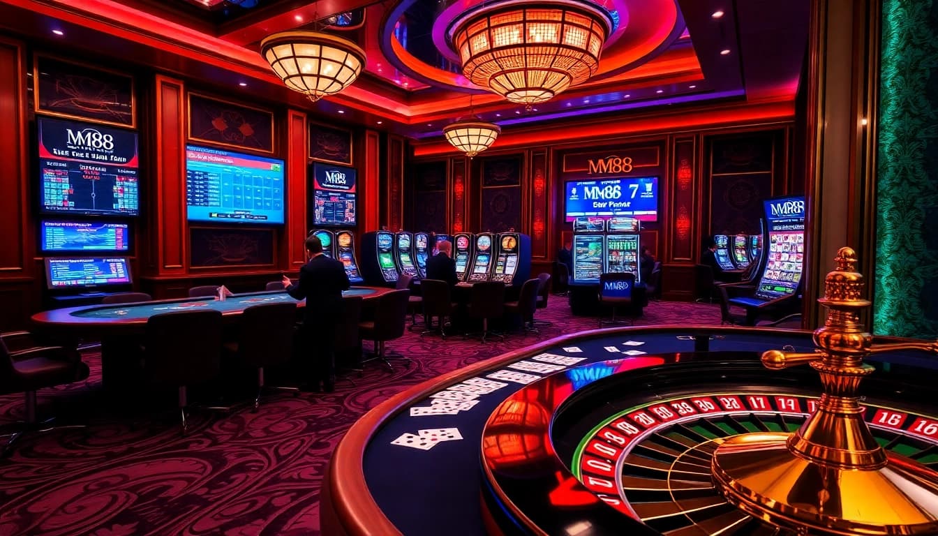 Exciting online casino gaming scene showcasing MM88 HOW with vibrant tables and colorful graphics.