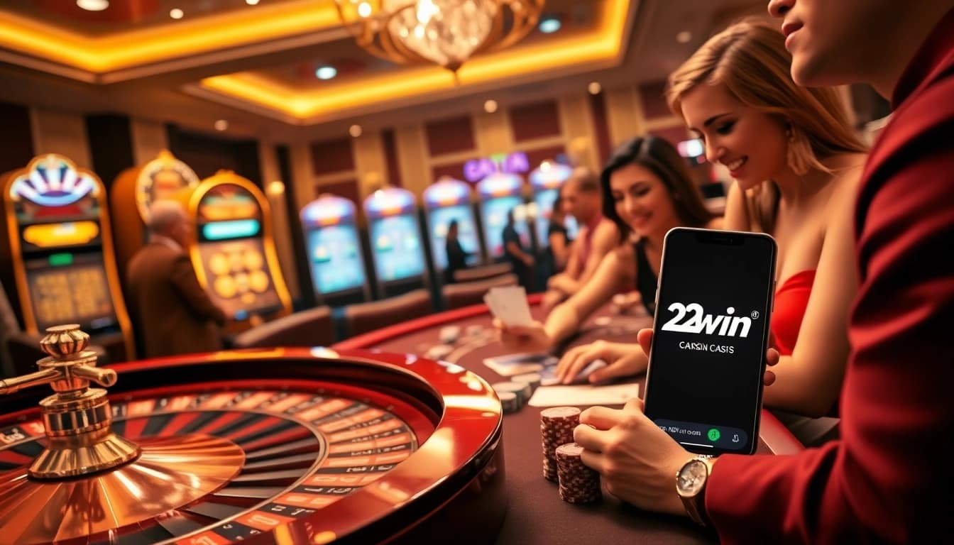 Players enjoying a thrilling roulette game at 123win Casino, with a vibrant atmosphere of excitement.