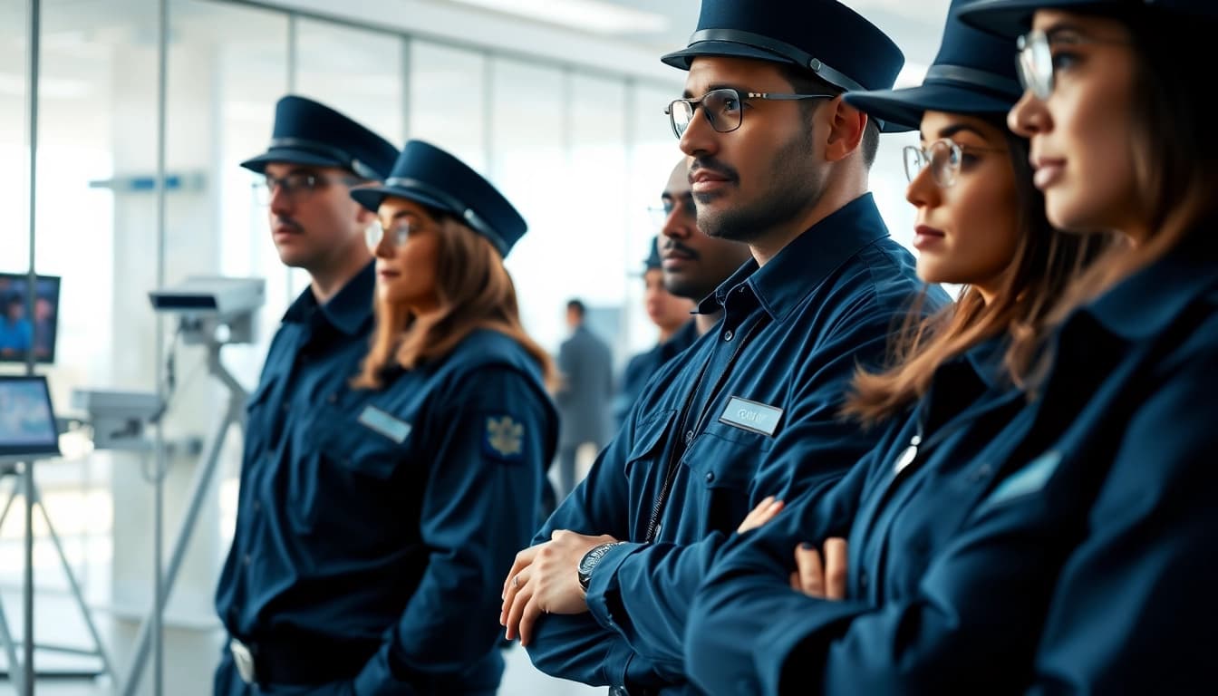 Security Guards monitoring a corporate environment, demonstrating professionalism and vigilance.