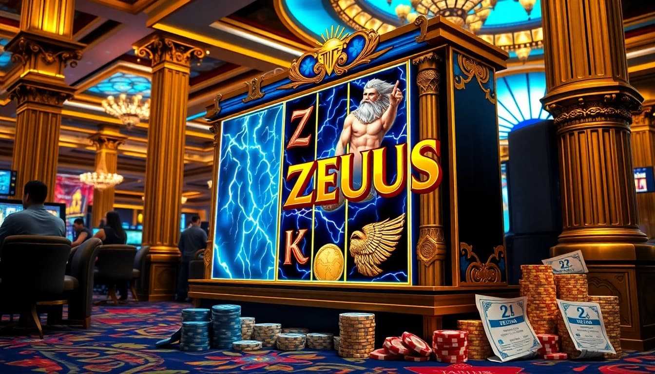 Rasakan sensasi Slot Zeus dengan visual memukau dari permainan kasino dan momen kemenangan.