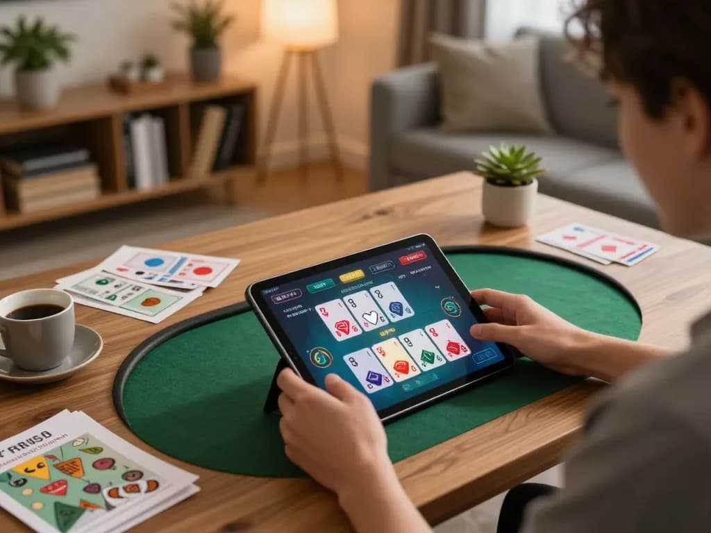 Engaging online gaming scene at RR88 with a player using tablet for casino games