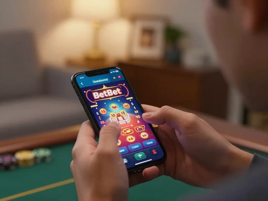 Engaging BetBet mobile gaming experience with a player actively betting on their smartphone.