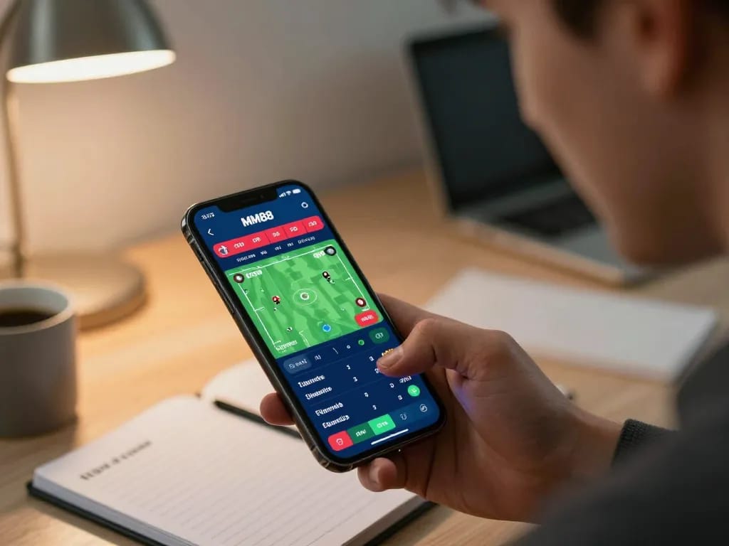 Engaged user placing bets on the MM88 app with live sports odds visible on smartphone