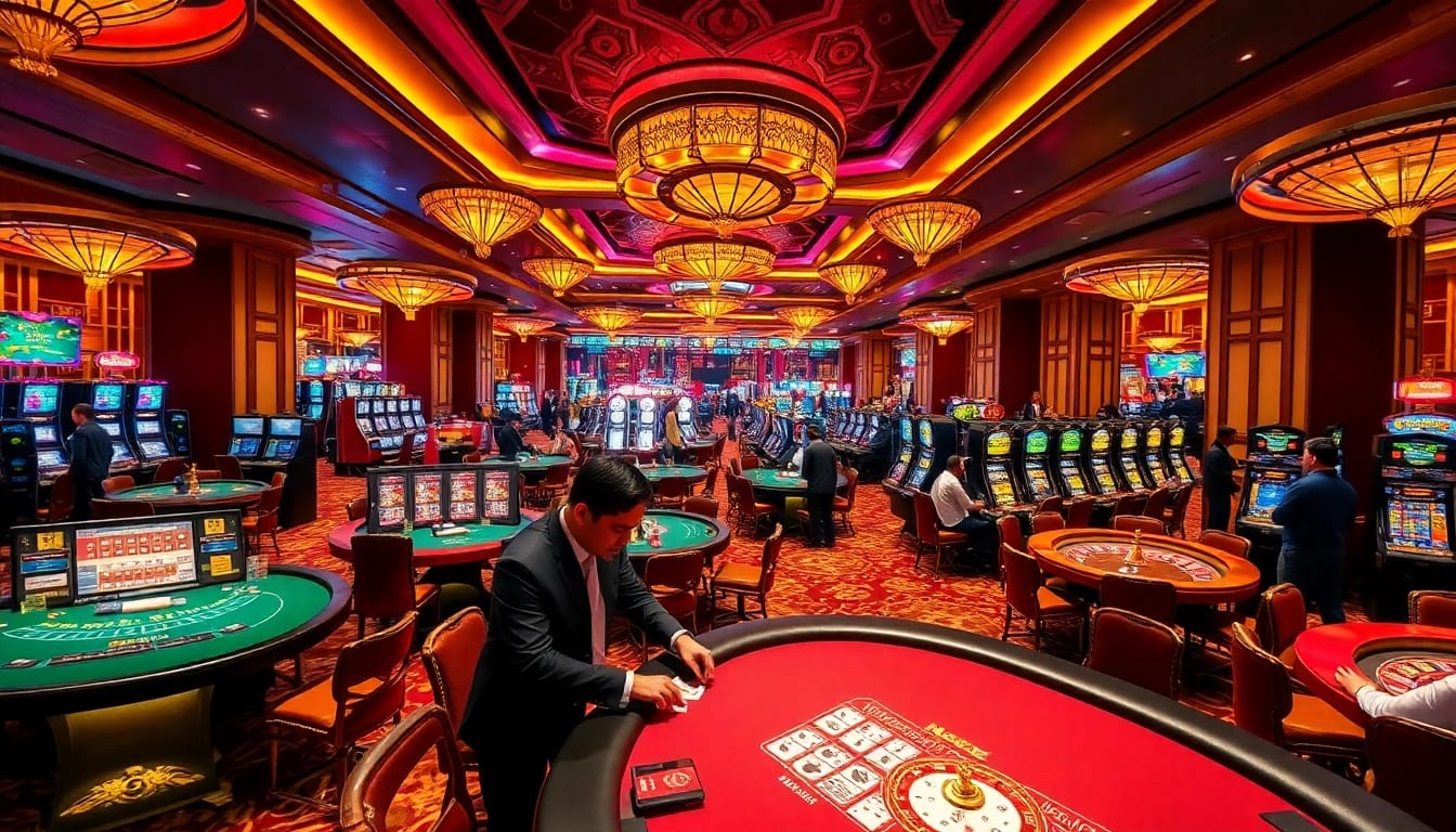Engaged players enjoying vibrant gaming experiences at https://thabet77.org/ casino tables.