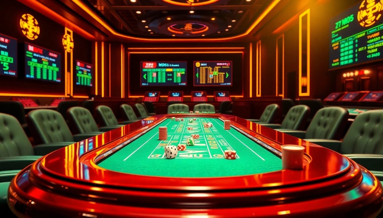 Experience the excitement of Tài Xỉu MD5 gambling with vibrant tables and chips.