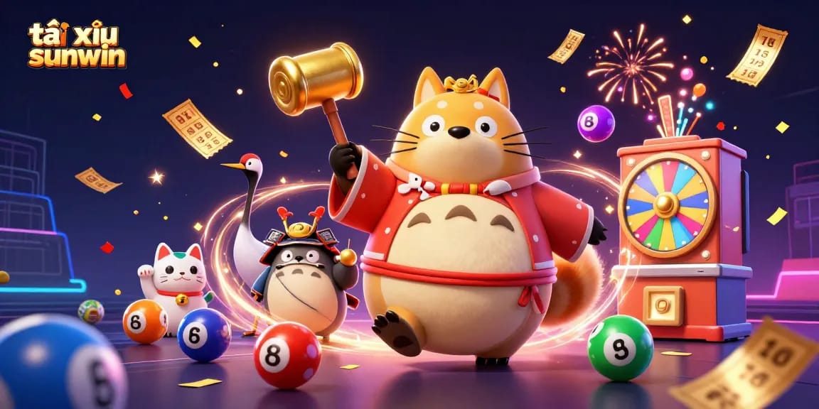 Engage in tài xỉu sunwin with vibrant cartoon characters and exciting casino elements.