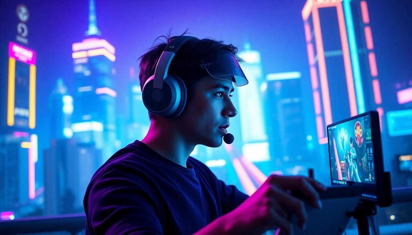 Immersive gamer showcasing game reviews 2026 in a vibrant futuristic setting.