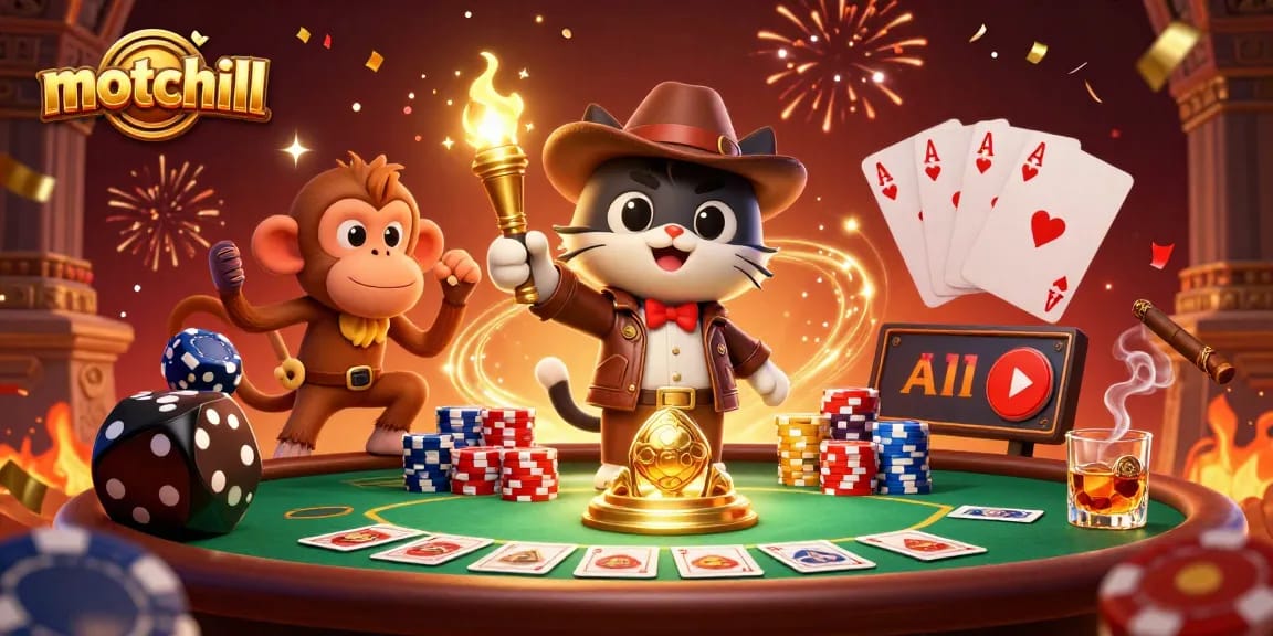 Engage in thrilling gameplay at motchill with dynamic casino artifacts and vibrant color bursts.