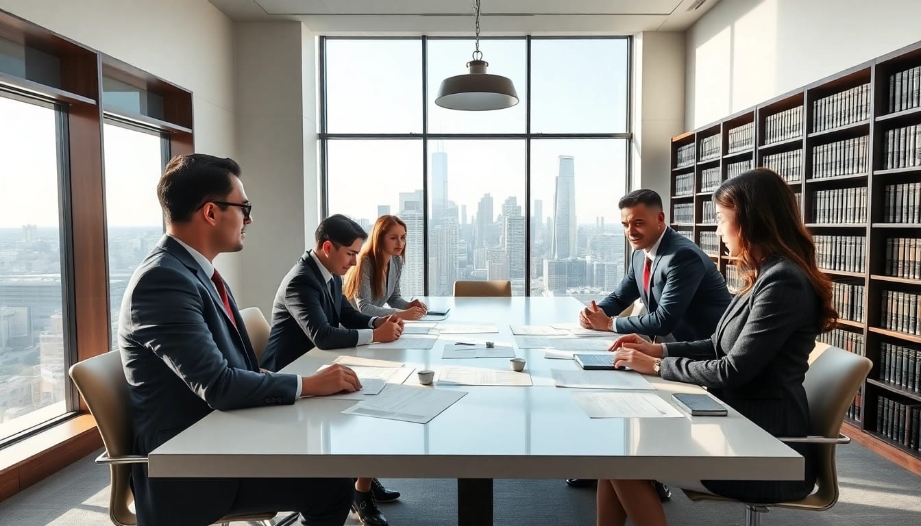 Legal Recoveries discussion among a professional team of lawyers at a conference table.