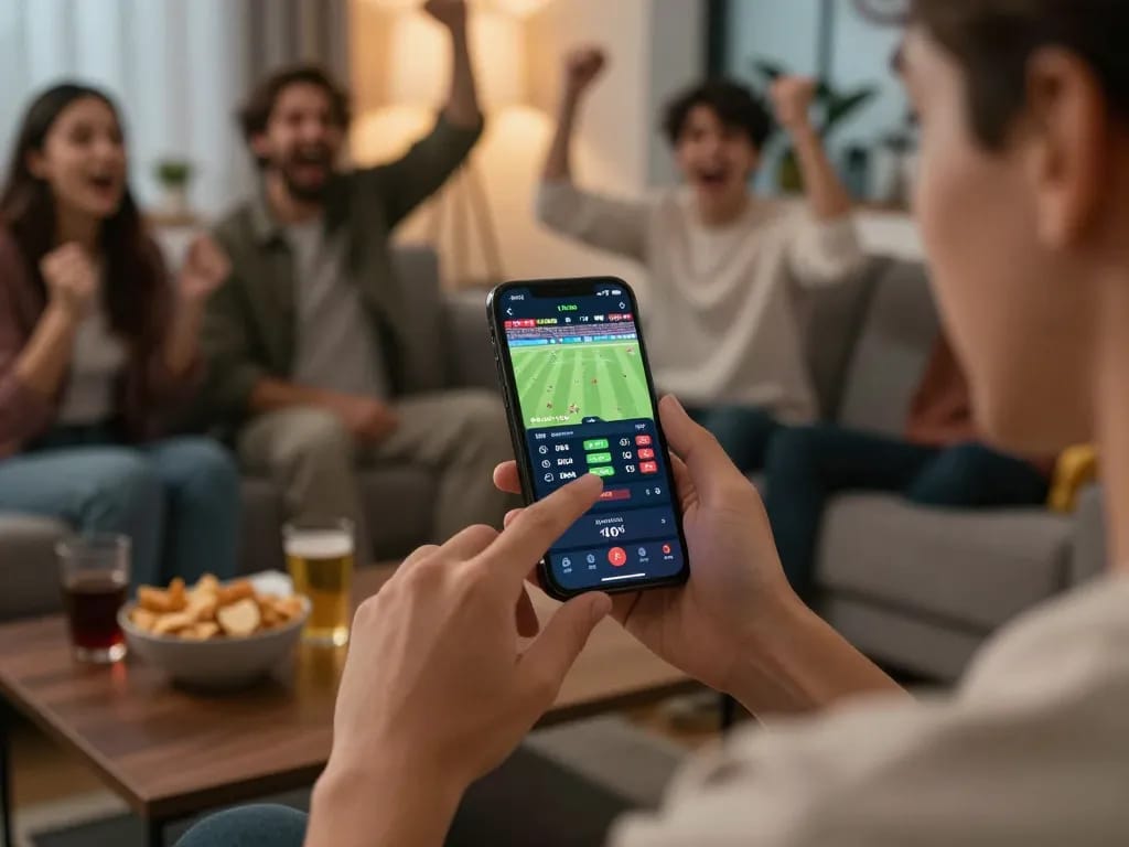 People actively engaging in SC 88 sports betting on a smartphone during a live event