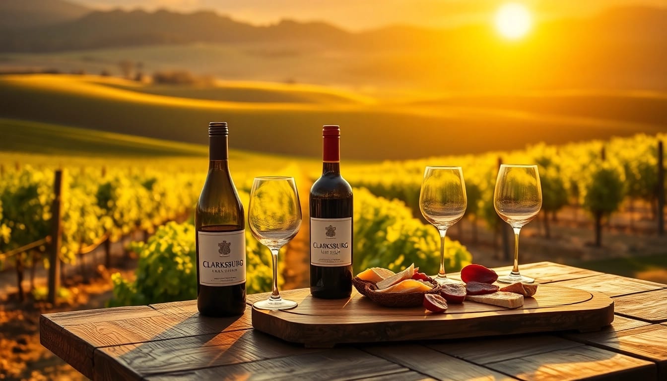 Showcasing Clarksburg wines in a vineyard, paired with a charcuterie board.
