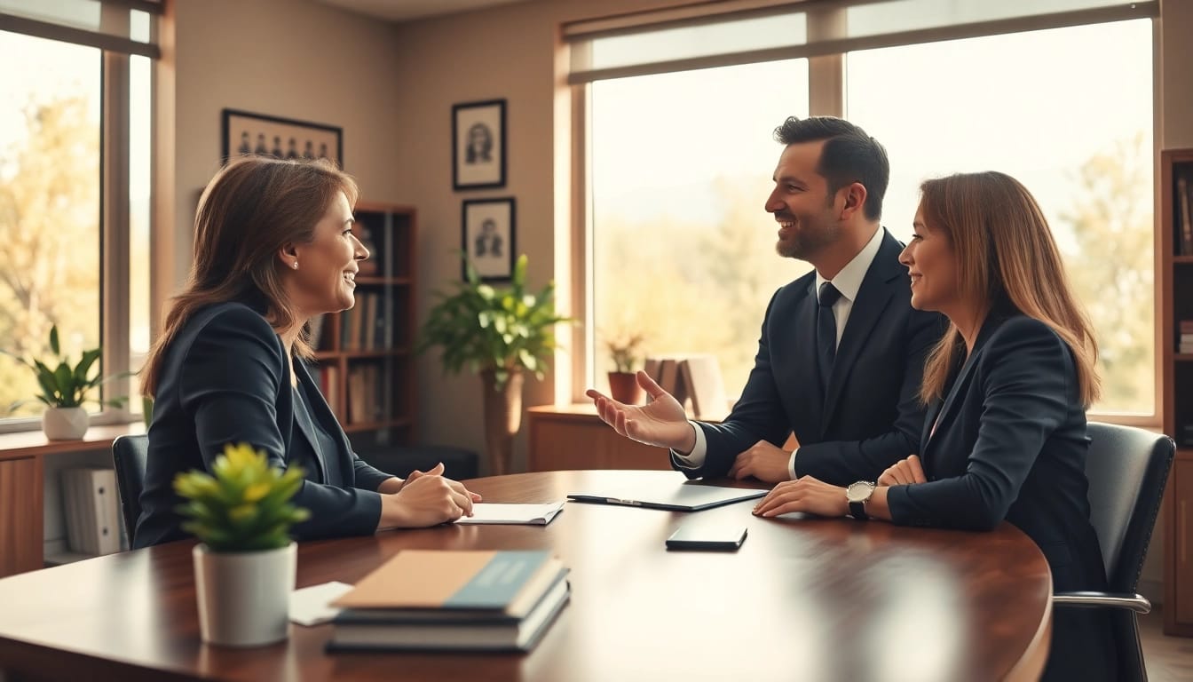 Consulting scene for family law at https://www.buckheadfamilylaw.com with an experienced attorney and clients.