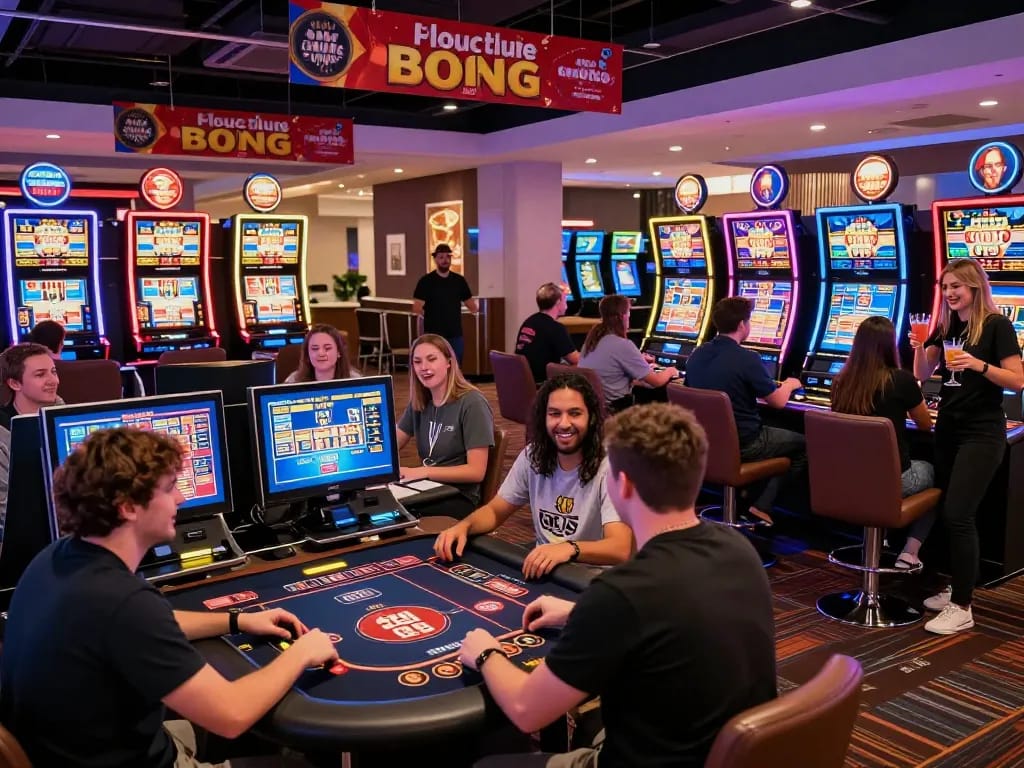 Dynamic gaming atmosphere showcasing players engaged in action, link tải 789 club at the forefront of an exhilarating casino experience.