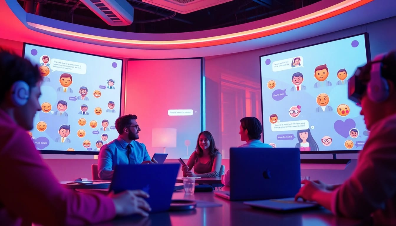 Engaging users in an inviting porn chat environment filled with vibrant colors and digital elements.