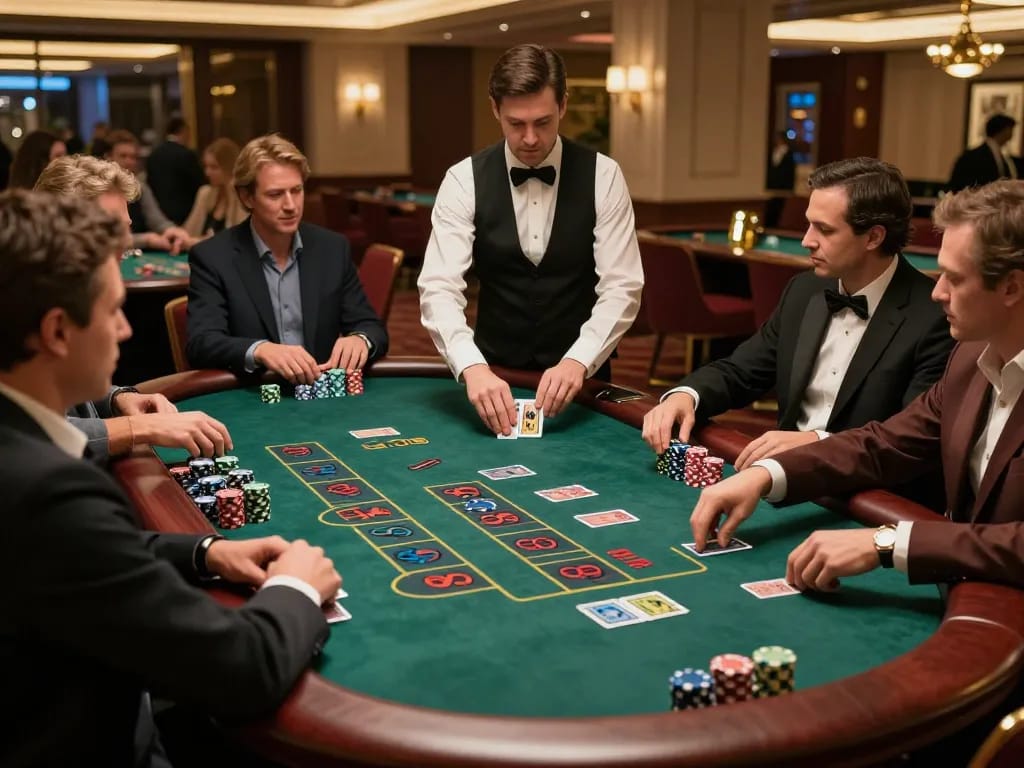 Witness Da88 winning strategies in action at a luxurious blackjack table during a high-stakes game.