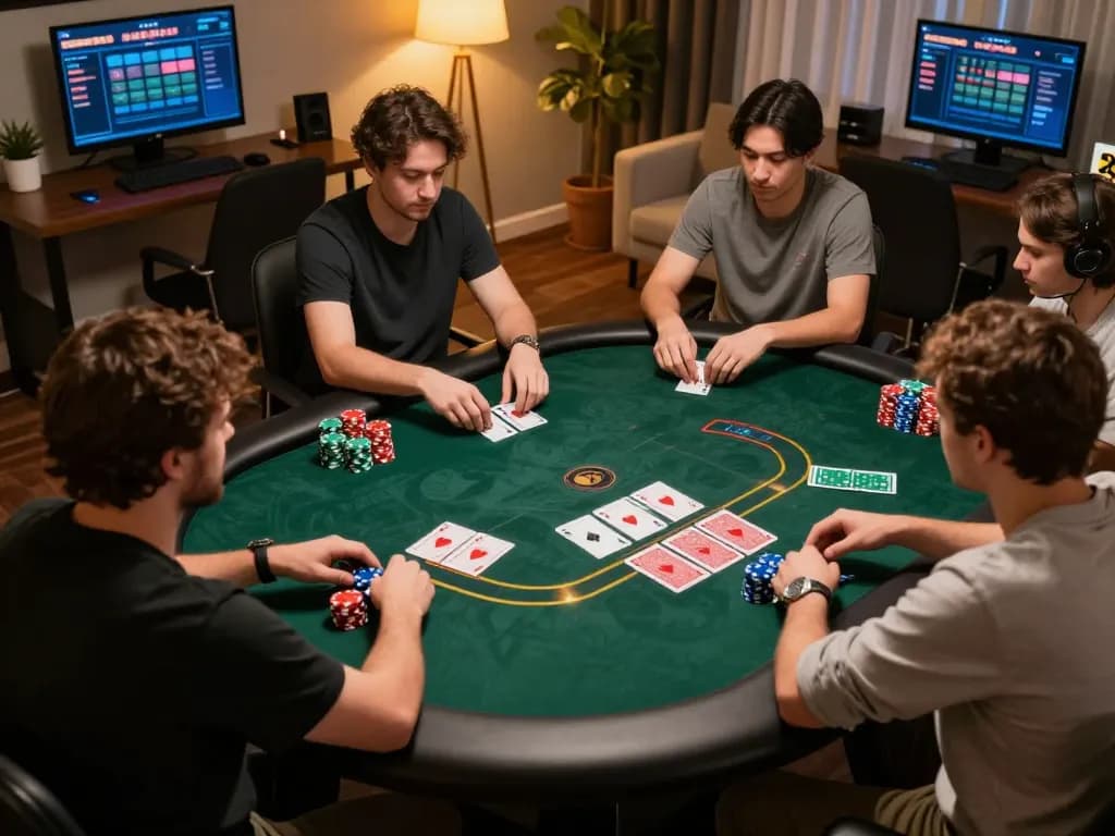 Engaging online poker scene at 888new xyz with players and colorful chips, showcasing the excitement.