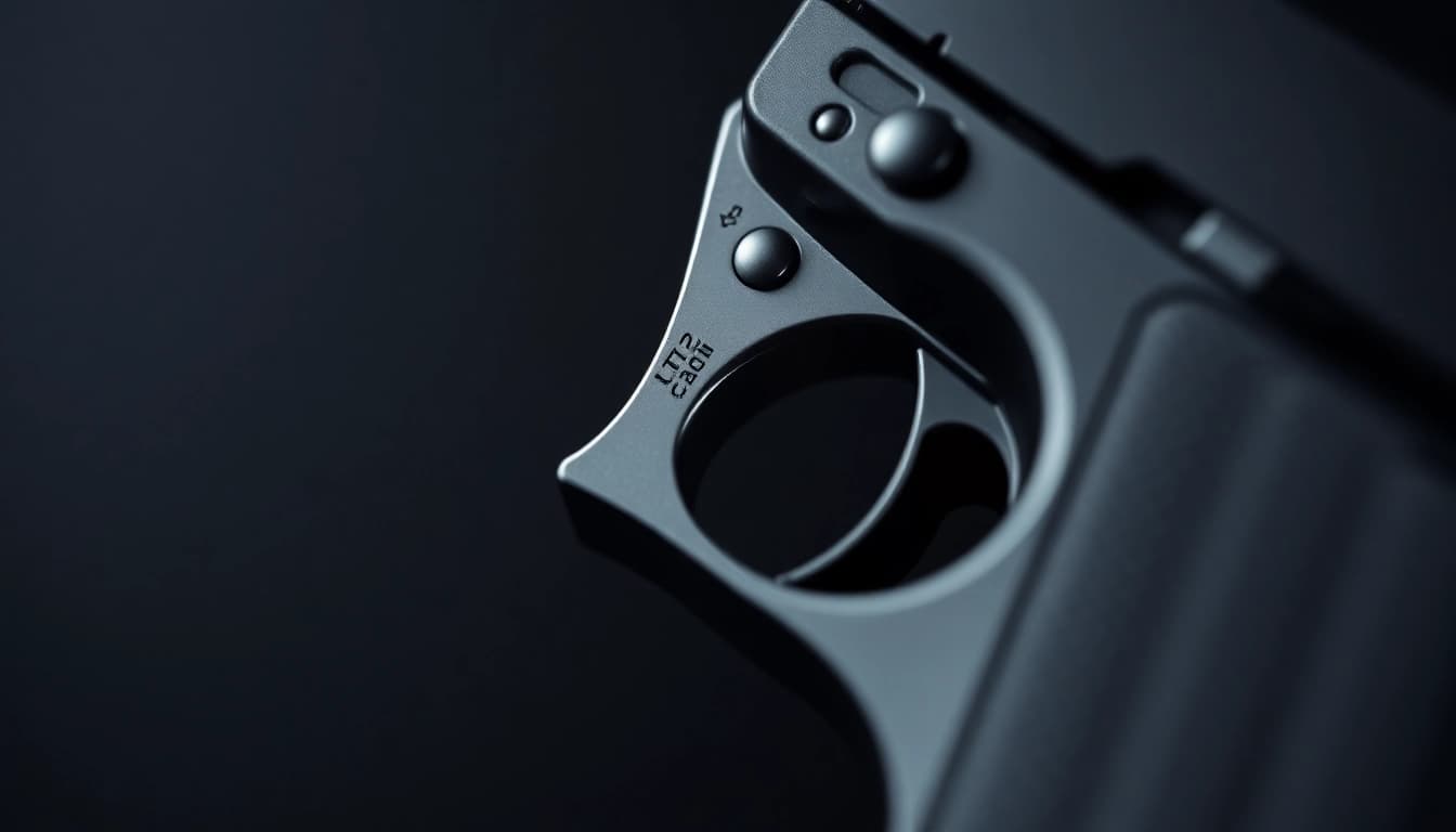 A close-up view of a super safety trigger emphasizing its sleek design and precision engineering.