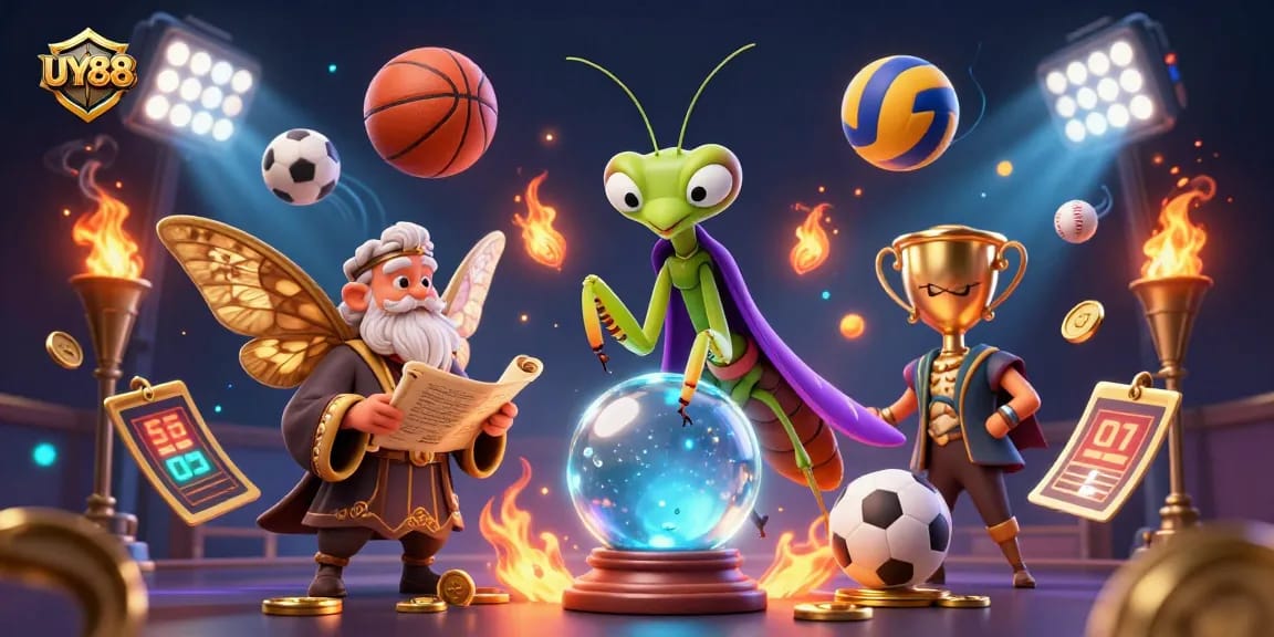 Experience thrilling gameplay at UY88 with vibrant 3D casino characters and dynamic sports betting elements.