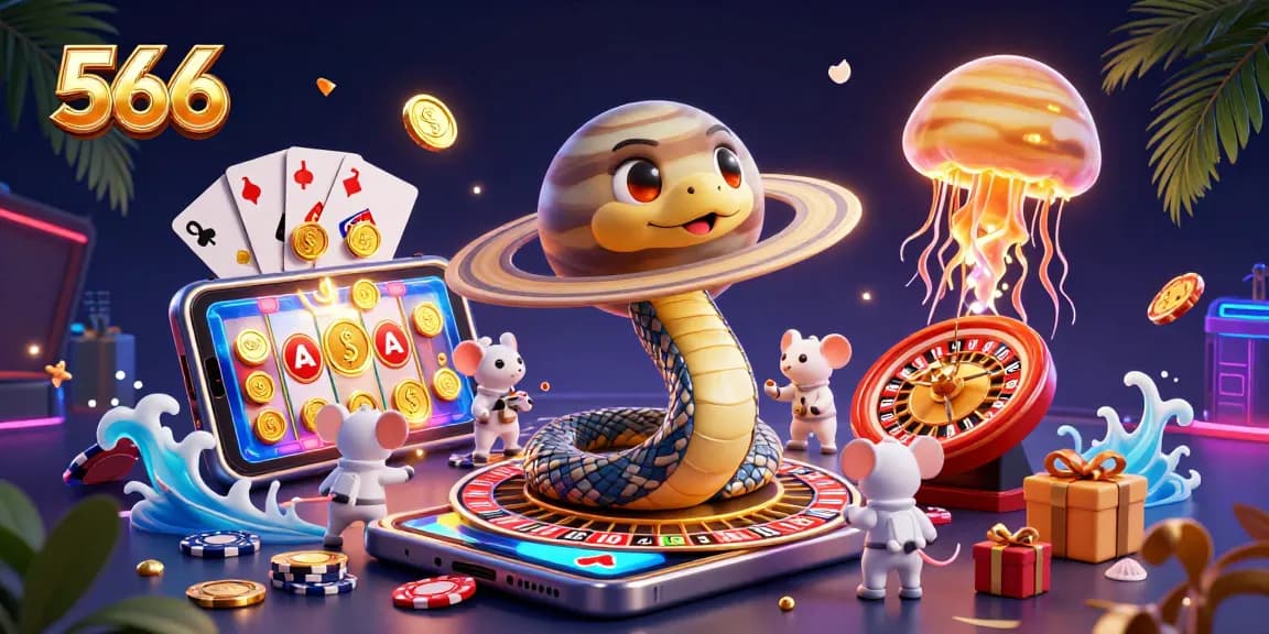 Bet on 566 with astronaut mice in a cosmic casino scene featuring a roulette planet.