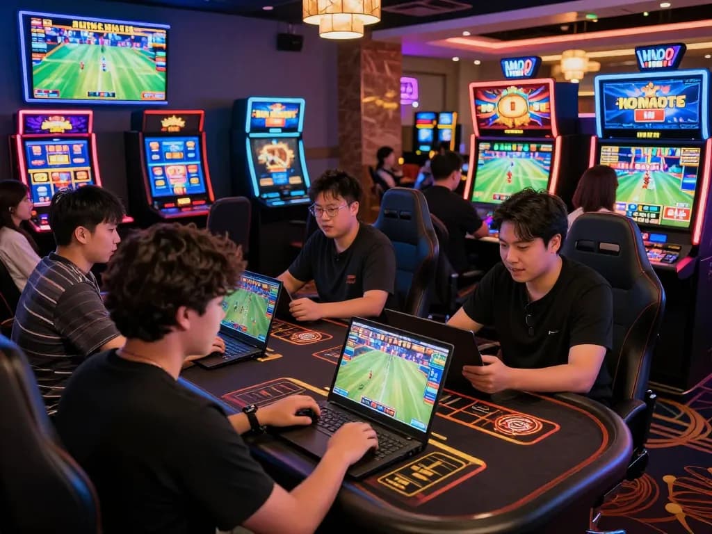 Exciting online gambling at https://mmoo1.de.com with players engaged in sports betting and casino games in a vibrant virtual environment.