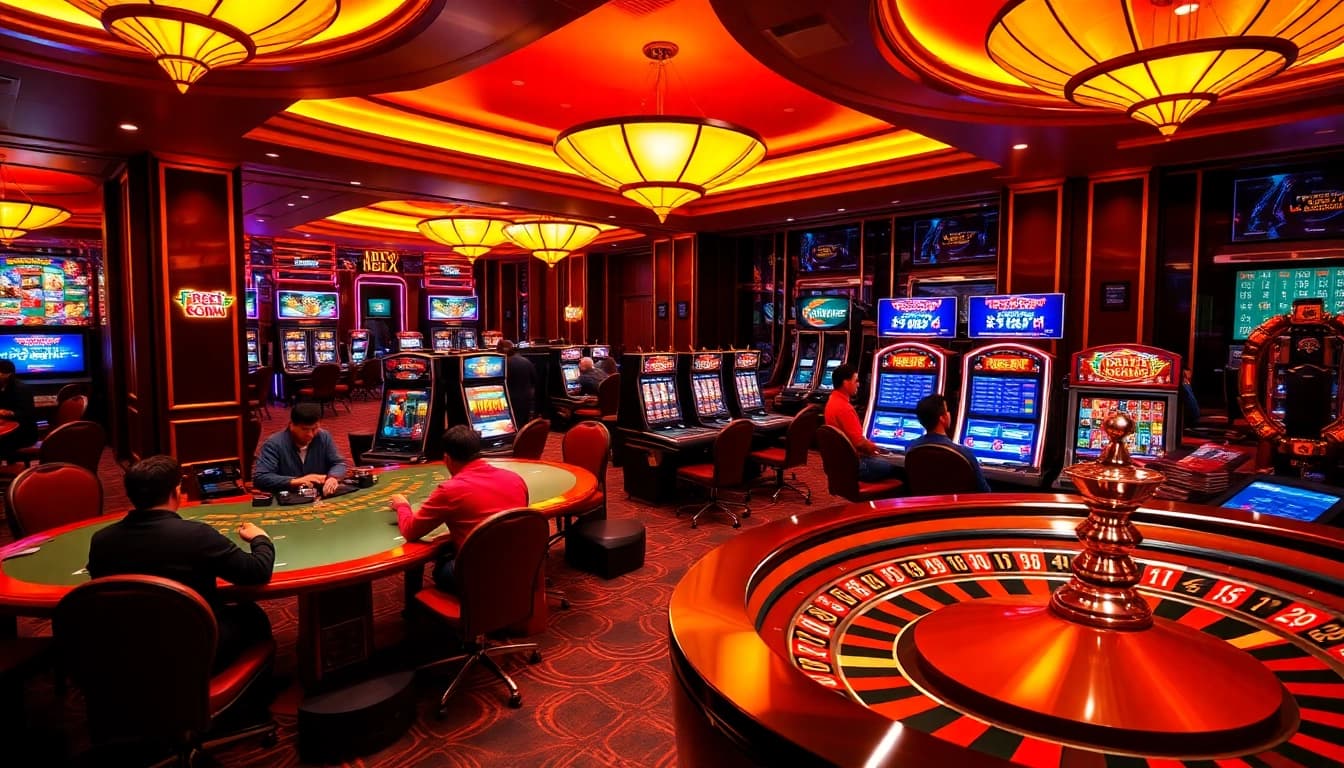 Gambling excitement at F8BET COM with diverse games and vibrant casino visuals.