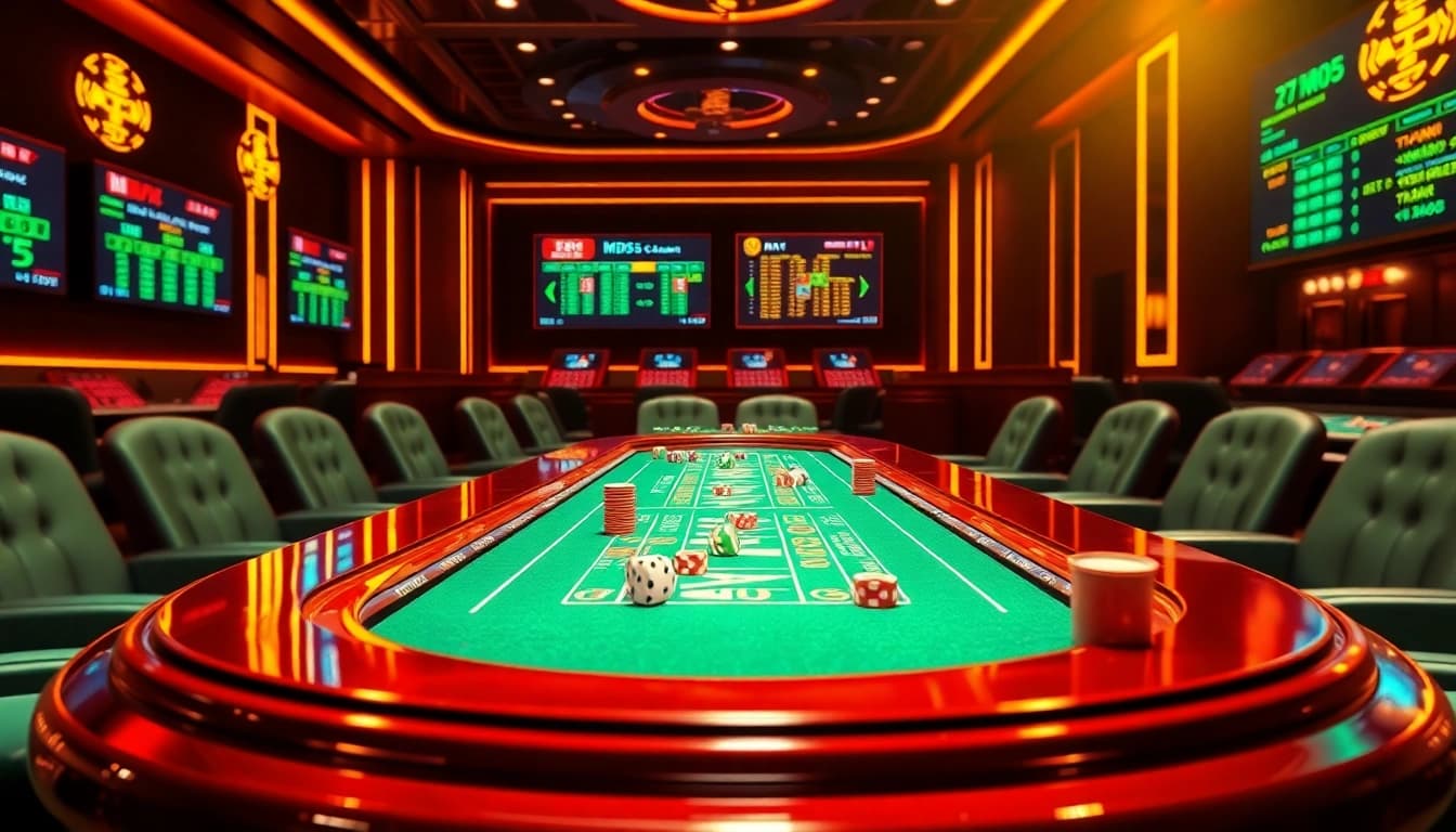 Experience the excitement of Tài Xỉu MD5 gambling with vibrant tables and chips.