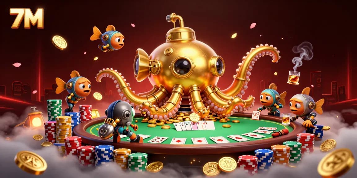 Experience the thrill of 7M with intense poker action and golden casino vibes.