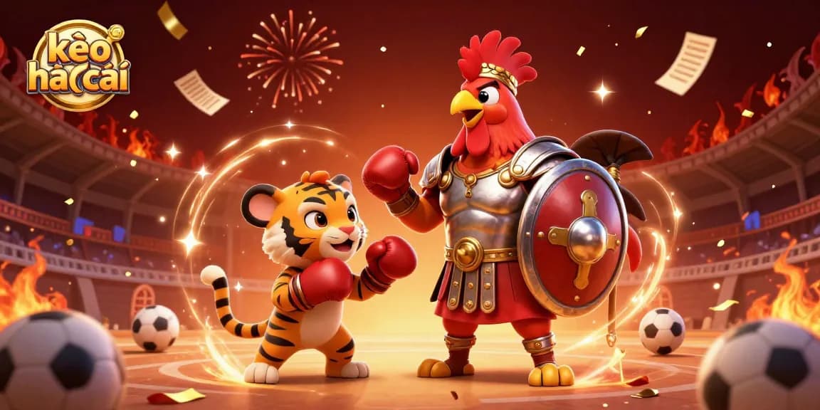 Engage in thrilling sports betting action with kèo nhà cái, featuring dynamic characters and vibrant elements.