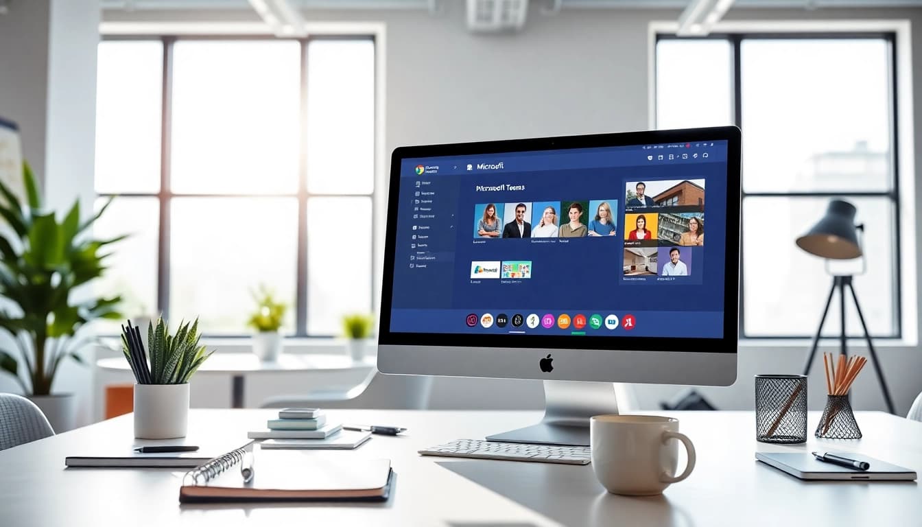 Enhance your collaboration experience with Microsoft Teams下载 in a modern office workspace.
