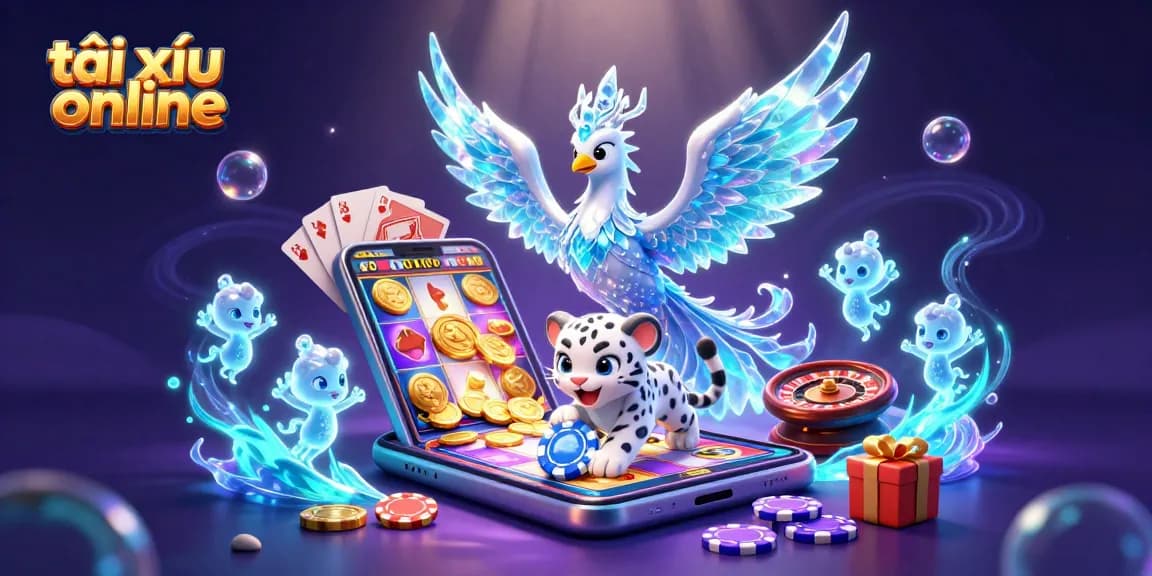 Engage in winning strategies with tài xỉu online in a vibrant casino-themed 3D art scene.