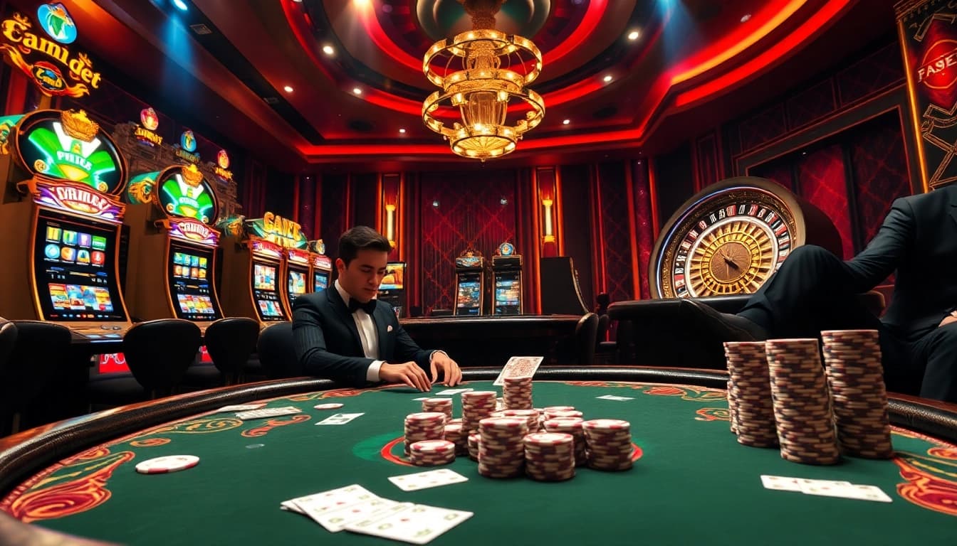 Experience high-stakes thrills at fabet.br.com with an exciting poker game featuring vibrant casino elements.