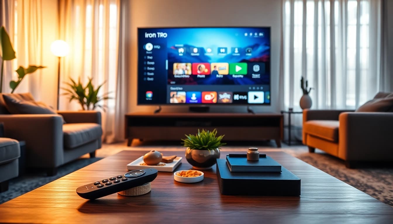 Engaging living room setup showcasing the iron tv pro service with a modern display.