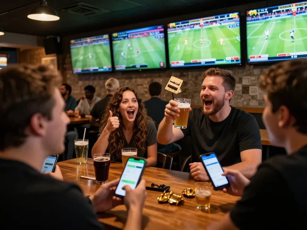 Sports betting South Africa scene showcasing enthusiastic fans engaging with live games on multiple screens.