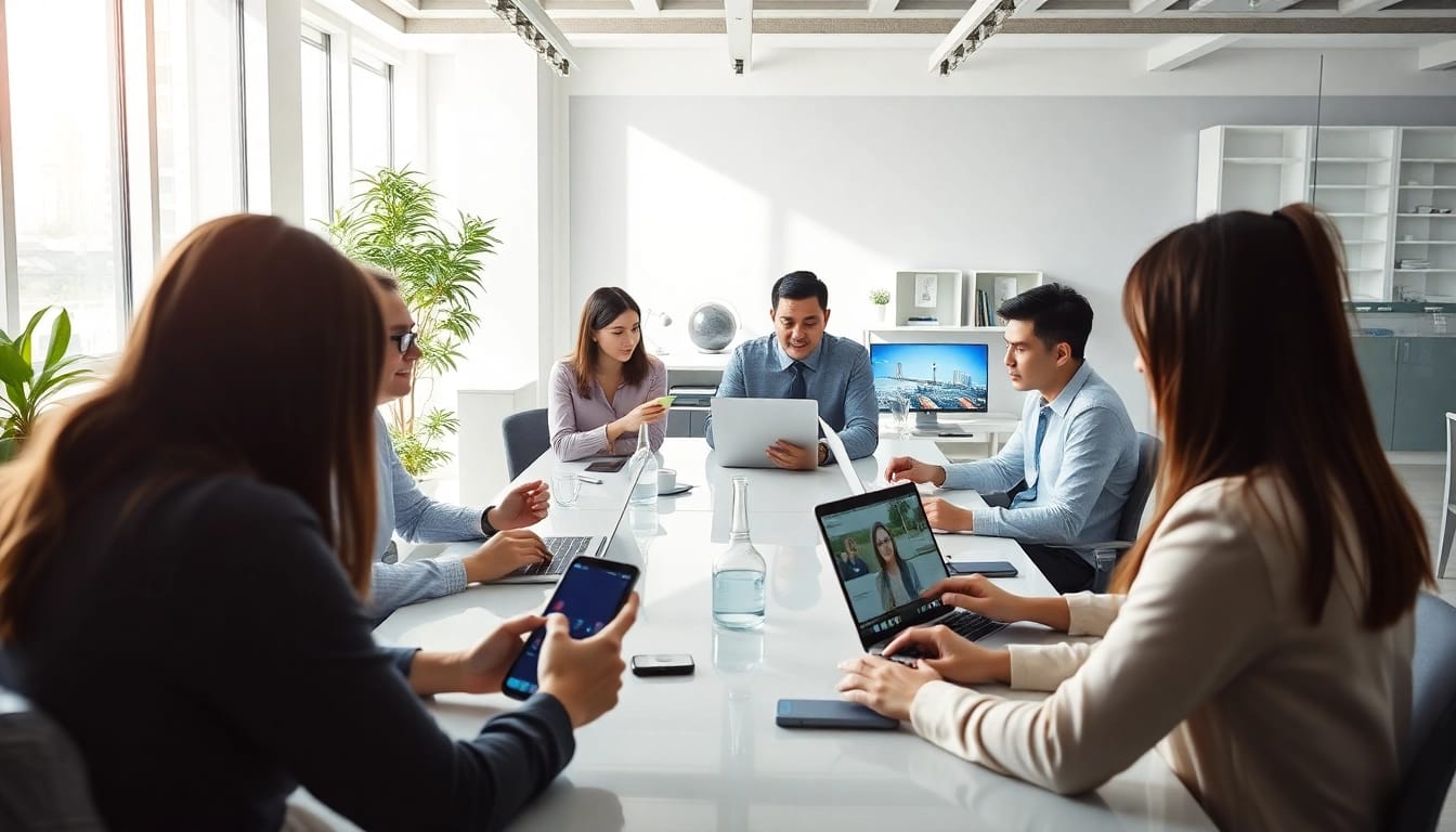 快连下载 on various devices in a modern workspace setting.