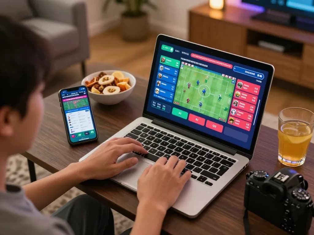 Engaging moment of online sports betting at home using 88i app, with vibrant odds display and user concentration.