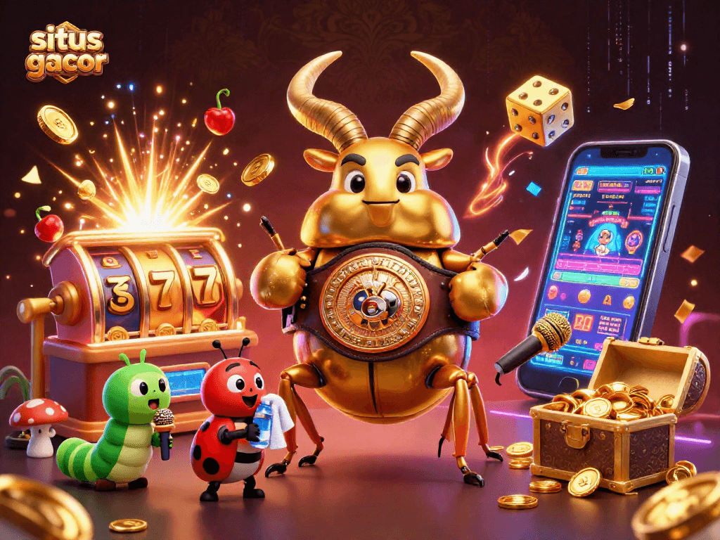 Experience situs gacor with thrilling jackpot symbols and animated casino characters.