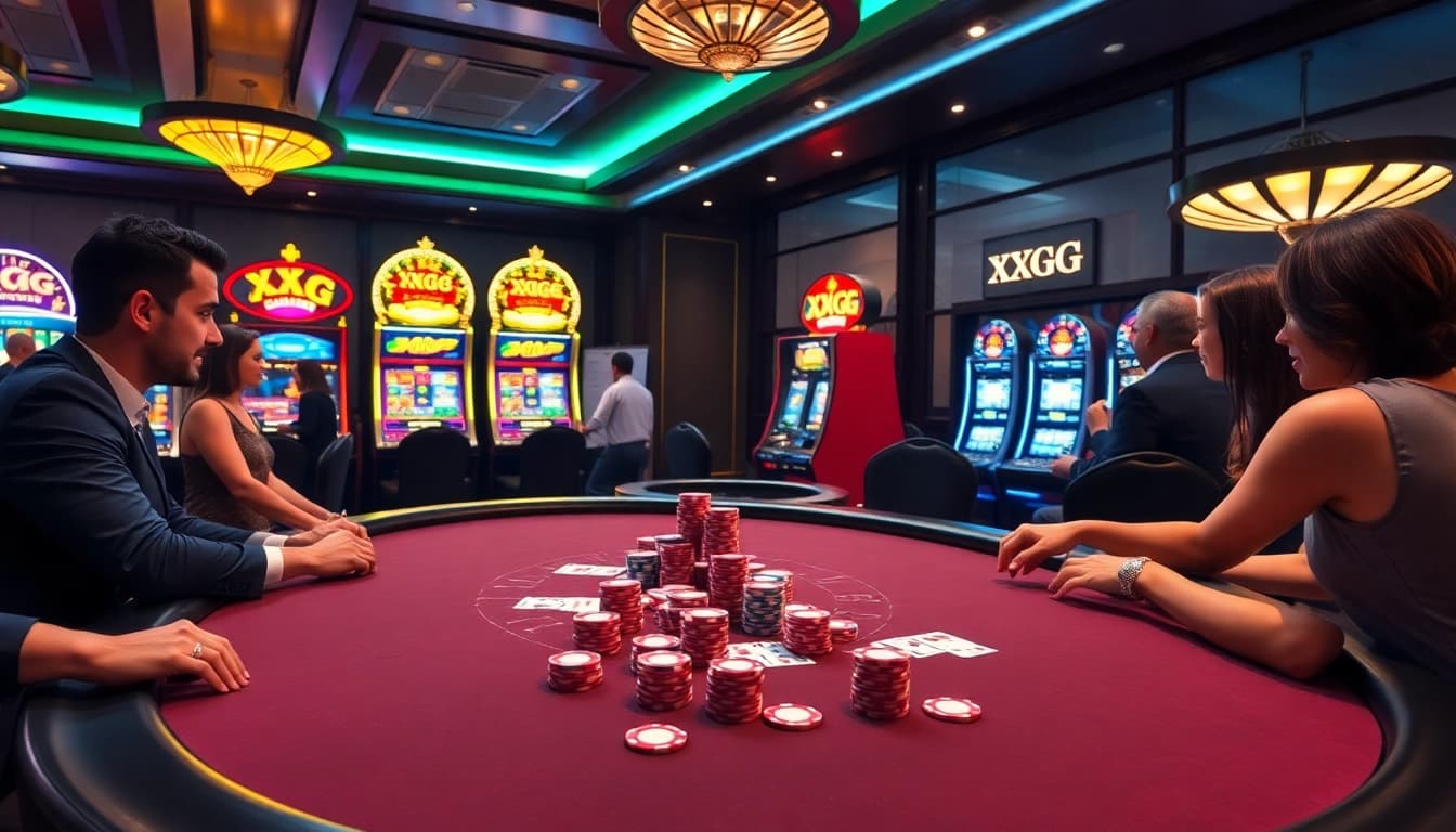 Experience thrilling gaming action at XXGG with vibrant poker chips and high-stakes bets.
