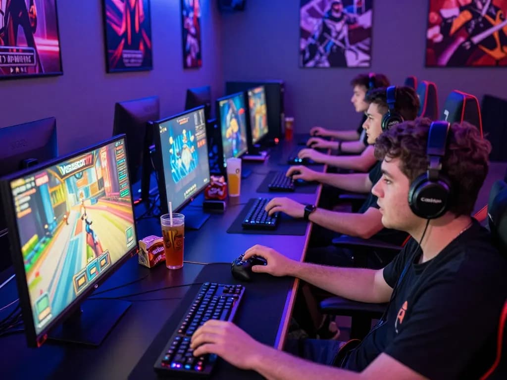 Engaging players enjoying thrilling games on VEGASSLOT77 platform in a modern gaming room.