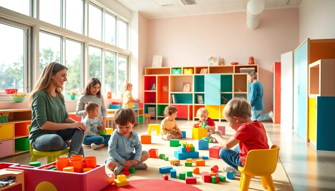 Visit https://juniorsjunction.com to see a lively daycare filled with children learning and engaging.