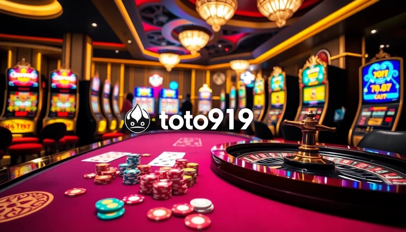 Engage with thrilling games at toto919's vibrant casino tables featuring poker and roulette.