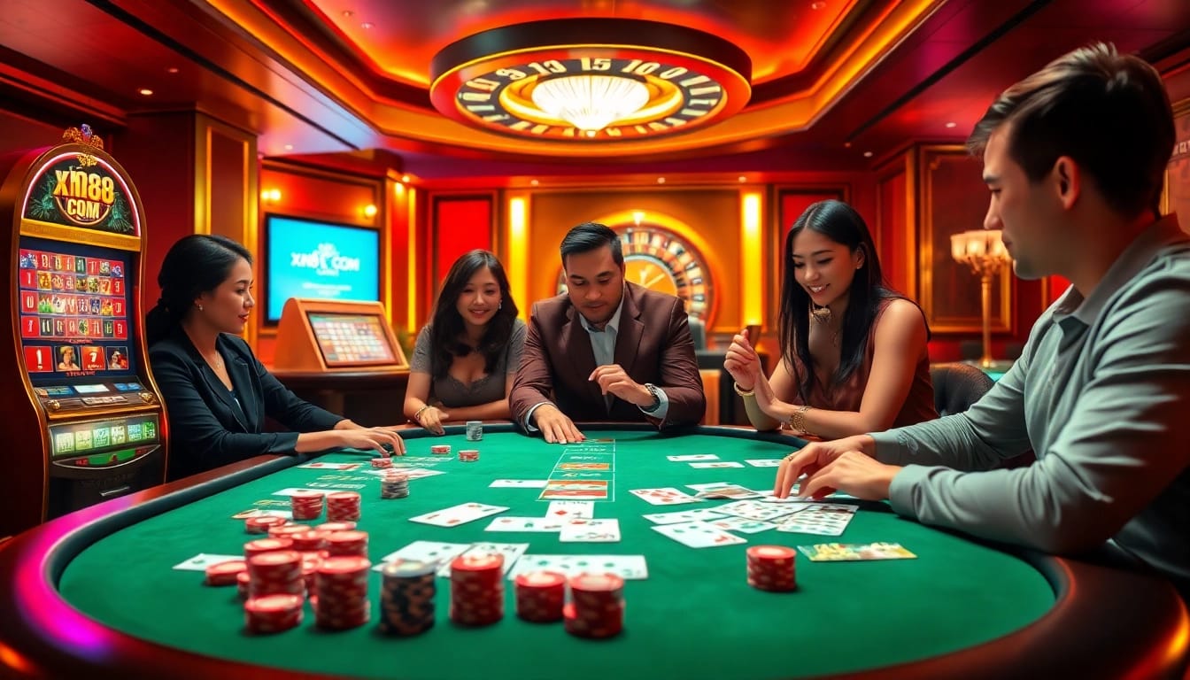 Engaging poker and slots at xn88 com, showcasing thrilling casino gameplay experience.