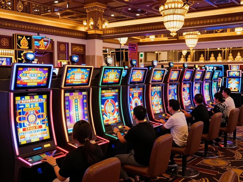Experience thrilling gameplay at slot thailand with vibrant machines and excited players