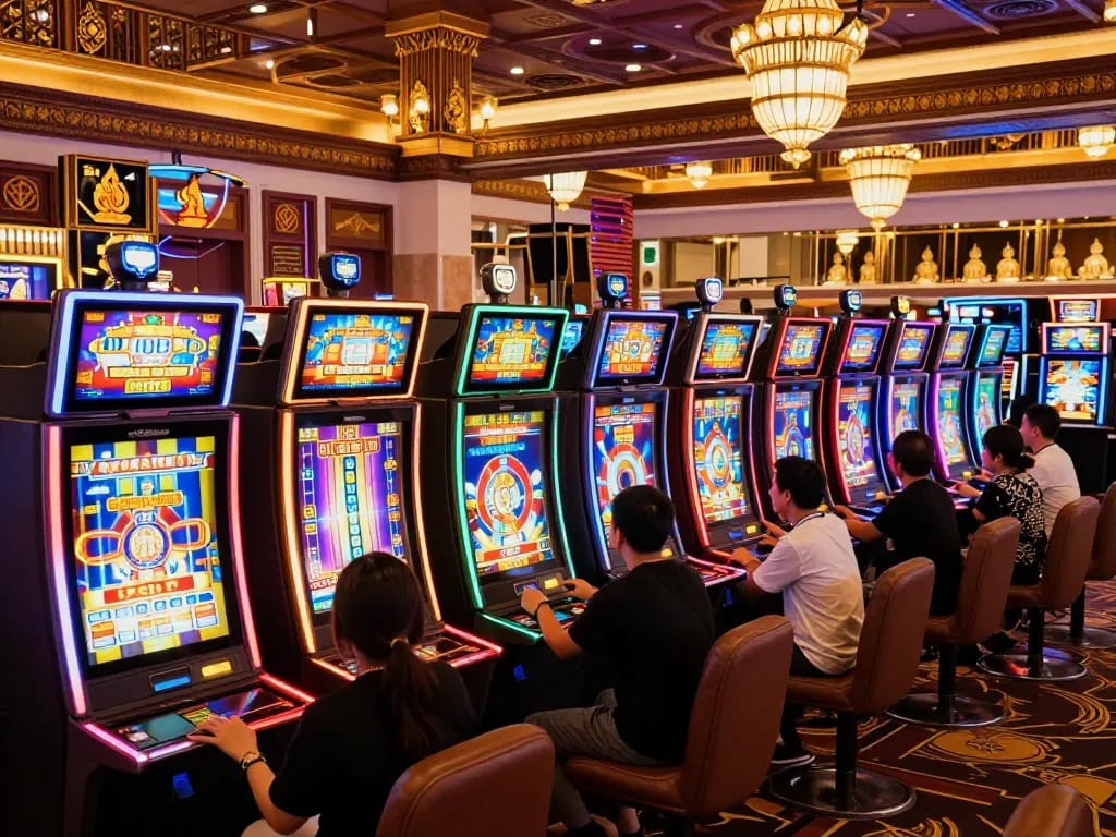 Experience thrilling gameplay at slot thailand with vibrant machines and excited players