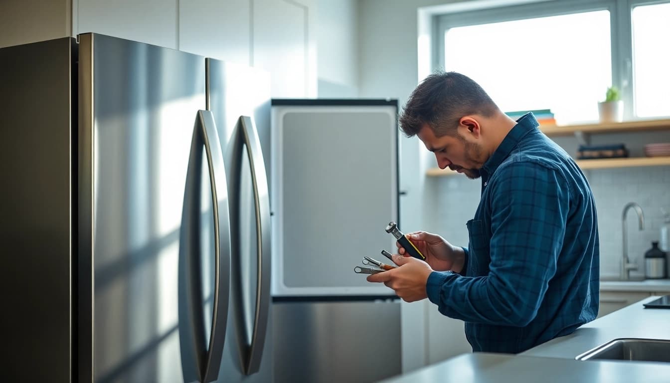 Technician performing appliance repair in Ottawa, showcasing expertise and professionalism.